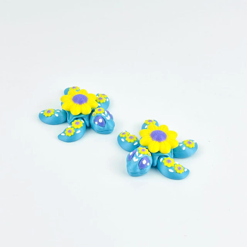 跨境新款3D打印小黄花海龟全身关节可动造型自由摆动创意玩具装饰|undefined