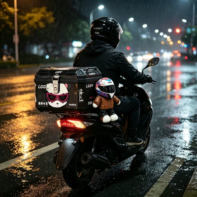 also suitable for small motorcycles and scooters, Motorcycle trunk - 48l-black-and-gray-bear-transformation-doll-top-tier-edition-brown-skin-bear-power-supply-doll-inner-lining-backrest-base-installation-kit