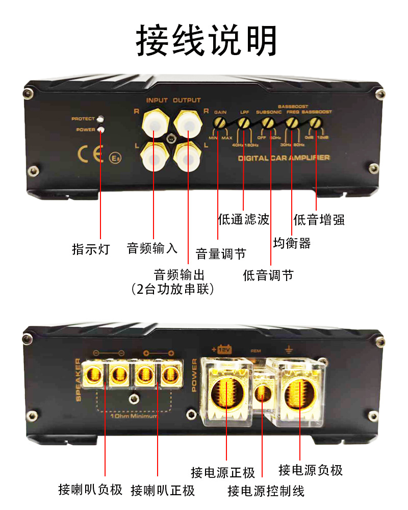 Class D Single-Channel Digital Car High-Power Pure Heavy Bass Passive Dual Voice Coil Subwoofer 1500.1D Power Amplifier
