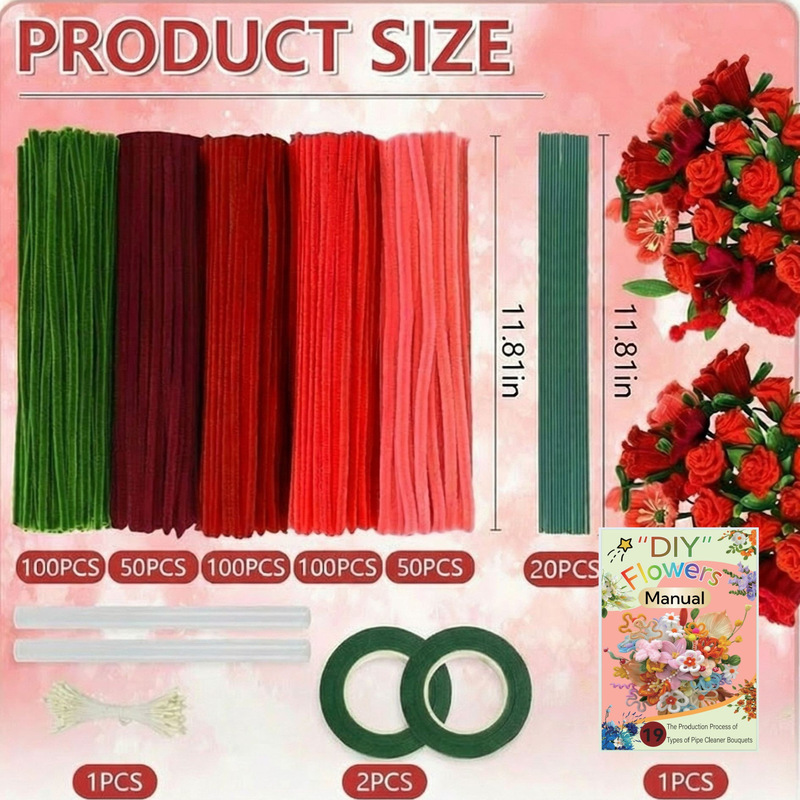 Rose and Tulip Twist Stick Bouquet DIY Material Kit Handmade Children's Educational Toy Set with Tutorial Rose and Tulip Twist Stick Bouquet DIY Material Kit Handmade Children's Educational Toy Set with Tutorial