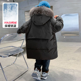 Boys' Lightweight down Jacket Winter Mid-Length 2025 New Big Kids Boys Winter Trendy Thick Coat