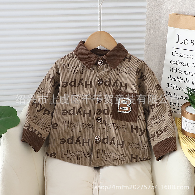 Ropa para niños camisa de letras para niños primavera y otoño 2024 nuevo chico guapo fresco primavera estilo coreano camisa de manga larga chaqueta