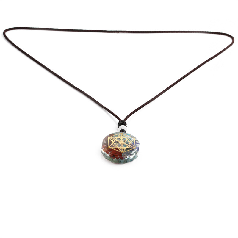 crystal semi-precious stone gravel meditation seven chakra aura pendant necklace