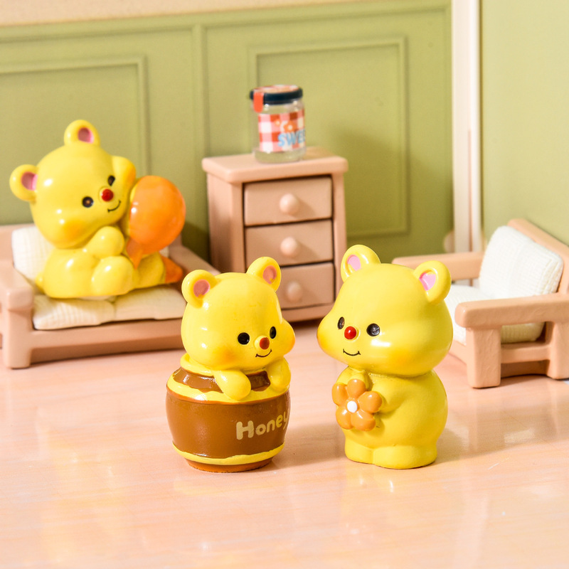漫画ハニーバターベアかわいい人形デスクトップ装飾品マイクロ風景レイアウト小道具 diy 樹脂アクセサリー|undefined