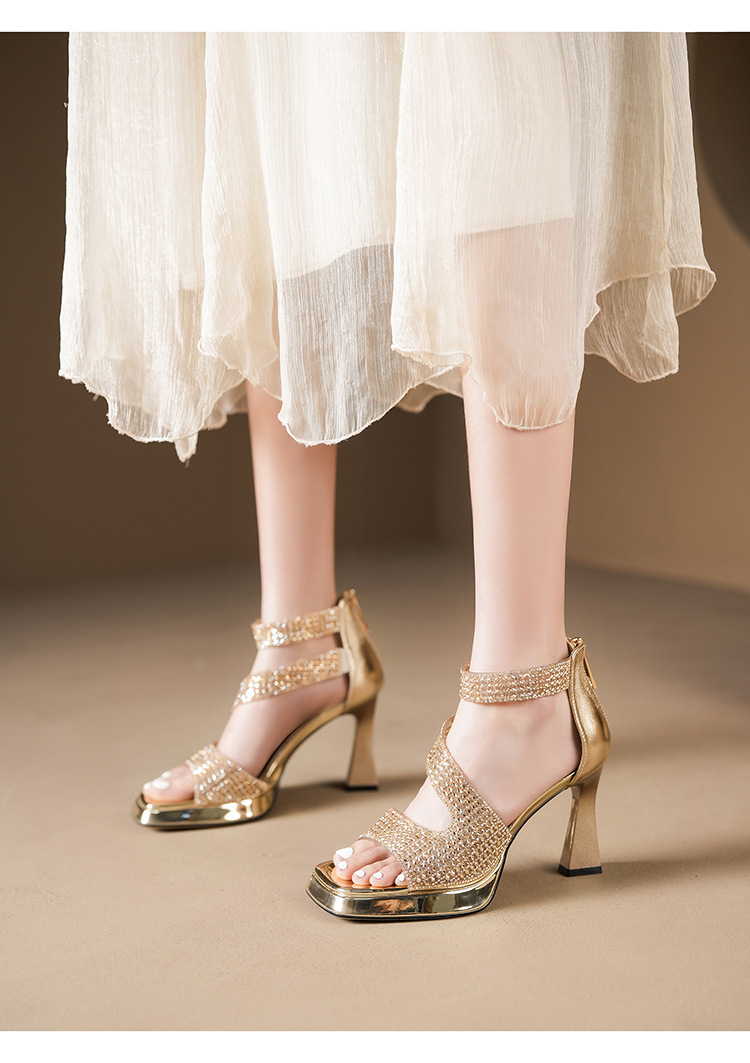 Y5751 Sommerliche französische Strass-Sandalen mit offener Zehenpartie, wasserdicht, Plateau, dicker Absatz, bequem, hohe Absätze, geschlossen_voghion.com