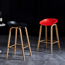 現代簡約實木吧台椅北歐創意吧凳高凳子家用前台椅高腳椅子酒吧椅