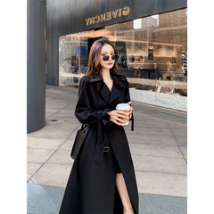 黑色风衣外套女2025新款春秋小个子英伦风中长款韩系显瘦气质大衣