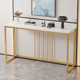 Modern Entryway Console Table Against the Wall, Living Room Foyer Partition, Narrow Entry Table with Rock Slab Tabletop