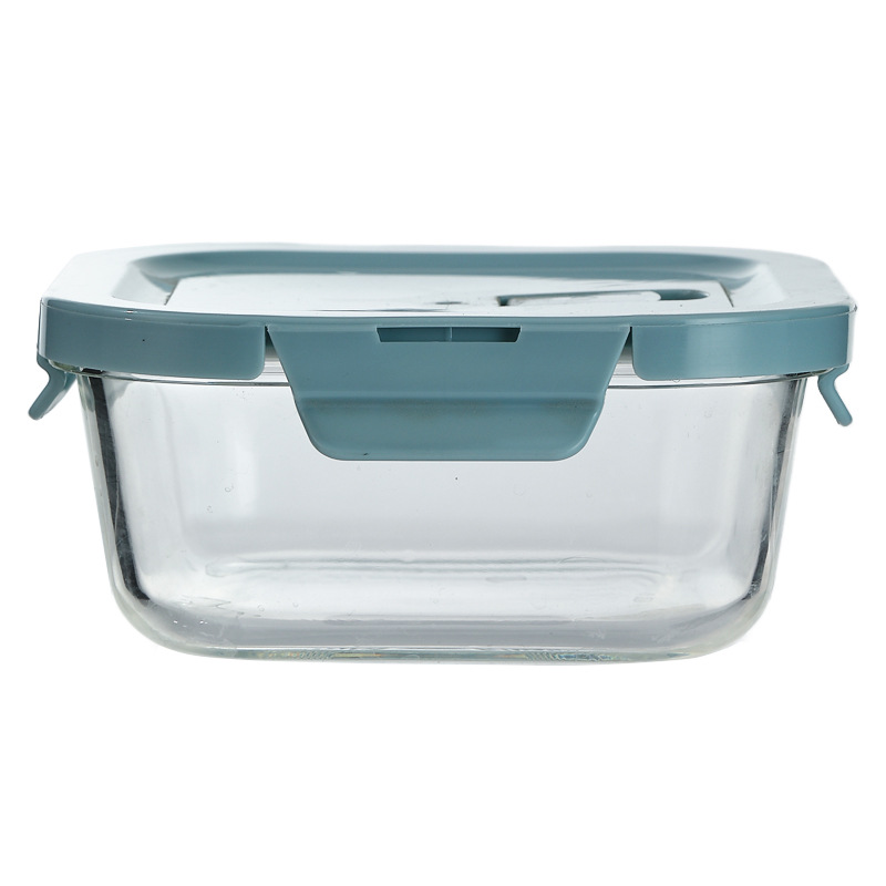 Caja de almacenamiento de vidrio de grado alimenticio, alta borosilicona, caja de almuerzo de vidrio resistente a altas temperaturas, oficina con artefacto de la comida, calentamiento por microondas
