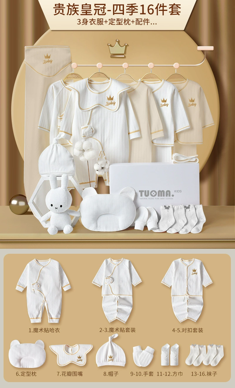 Tuoma Kids Cotton Baby Gift Set in Gift Box – Newborn Bodysuits & Accessories