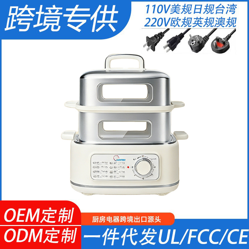 Cross-Border 110V Stainless Steel Electric Steamer Three-Layer Household Multi-Functional Electric Steamer Taiwan and the United States Electric Hot Pot Export