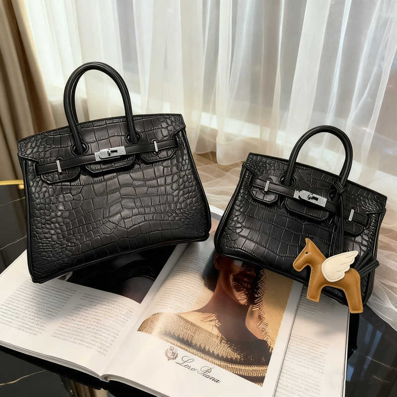 Cross-Border Women's Bags, Tiktok Dropshipping, New Crocodile Pattern Platinum Bag, Large Capacity Kelly Handbag, Handbag, Crossbody Bag
