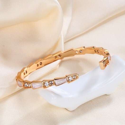 T Family Fritillaria Snake-Shaped Snake Bone Bracelet with Sparkling Diamond Texture, Zircon Ins Light Luxury Adjustable Open Bracelet T Family Fritillaria Snake-Shaped Snake Bone Bracelet with Sparkling Diamond Texture, Zircon Ins Light Luxury Adjustable Open Bracelet