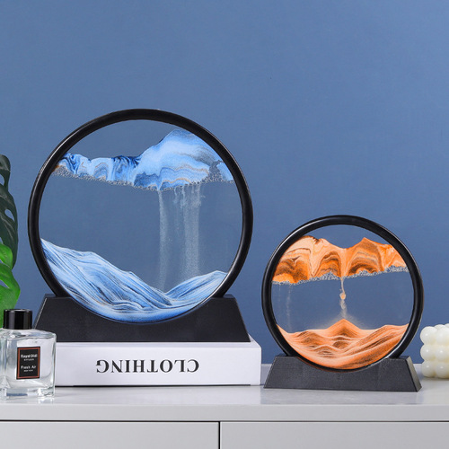 Creative light luxury 3D three-dimensional quicksand painting glass hourglass living room entrance home decoration office desktop decoration