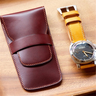 in stock Solid Color Leather Wristwatch Storage Bag Single Pack Watch Protection Leather Case Portable Gift Watch Leather Case
