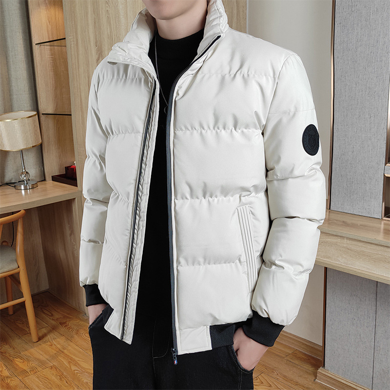 Invierno nuevo abrigo de algodón acolchado cálido espesado casual suelta cuello de pie chaqueta acolchada de algodón color sólido abrigo de algodón acolchado de los hombres de la moda de los hombres