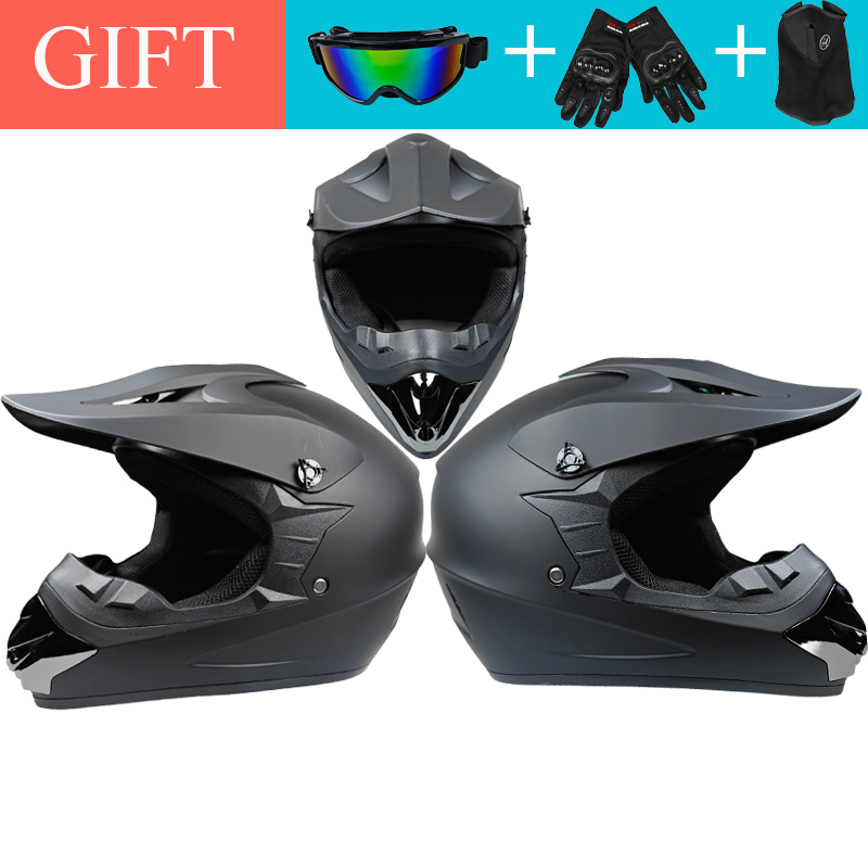 Diàndòngchē Off-Road Helmet Beach Motorcycle Helmet Mountain Bike Downhill Karting Helmet (Motosiklet kaskı (dəbilqə)) - sub-black-with-goggles-gloves-mask-s