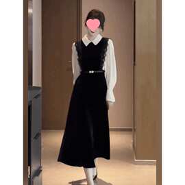 2026春秋新款女装轻熟风显瘦感假两件连衣裙通勤收腰内搭大衣