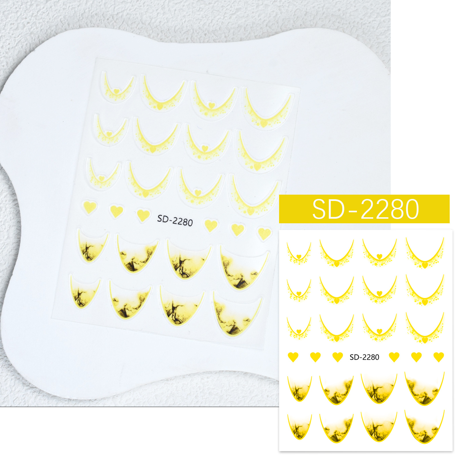 Nail Art French Red Red Nail Etiqueta engomada hueca Plantilla de degradado de inyección de tinta Etiqueta auxiliar Nueva línea de pegatina decorativa de sonrisa