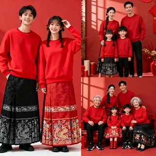 全家照服装影楼亲子装一家三口四口主题摄影秋冬衣服纯色卫衣批发