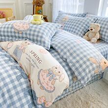 全棉磨毛加厚床上四件套卡通秋冬纯棉被套床单学生宿舍三件套床品