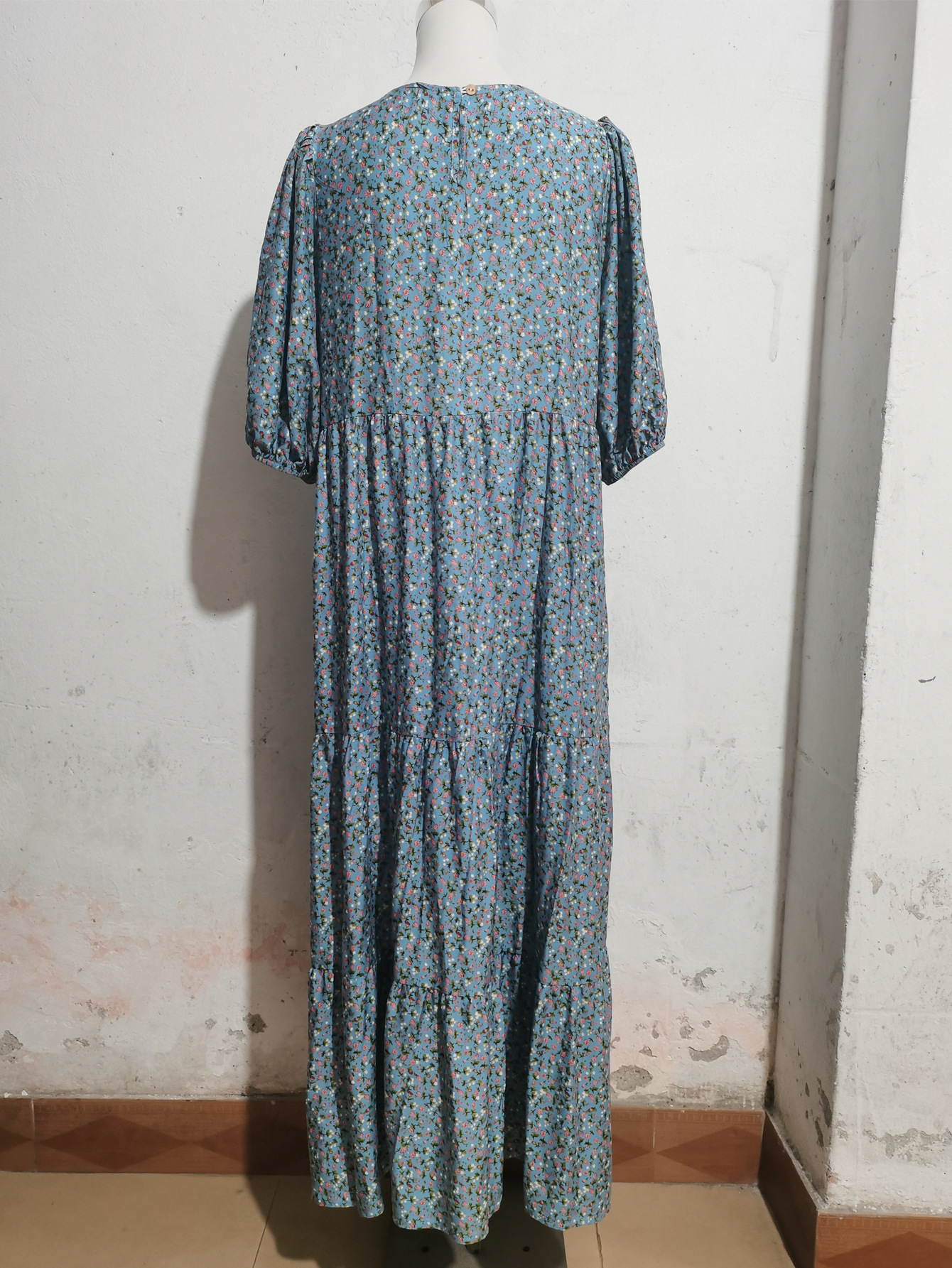 European And American Cross-border Foreign Trade Middle Eastern Robe, Loose-fitting Round-neck Mid-sleeve Dress,_ecoleips.com
