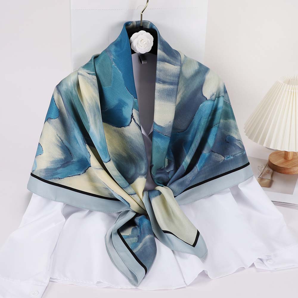 Women's Fashion Mountain Satin Printing Silk Scarves display picture 1