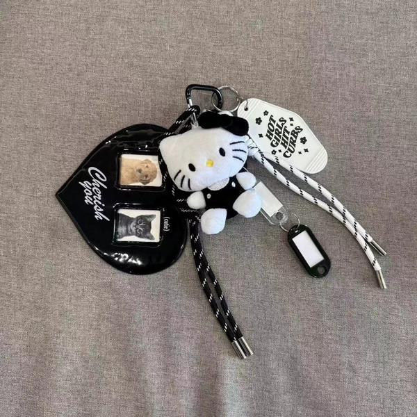 Kitten black love pet brand white black rope (black love buckle)