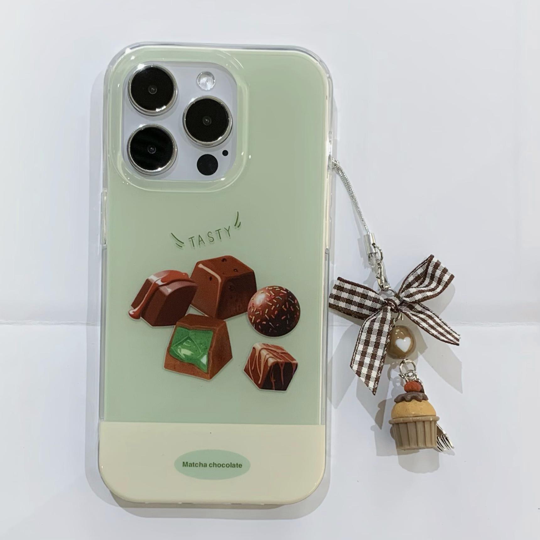 Chocolate simple de nicho para Apple 16ProMax funda para teléfono móvil 15Pro Colgante 14/13 Fresco 15PM