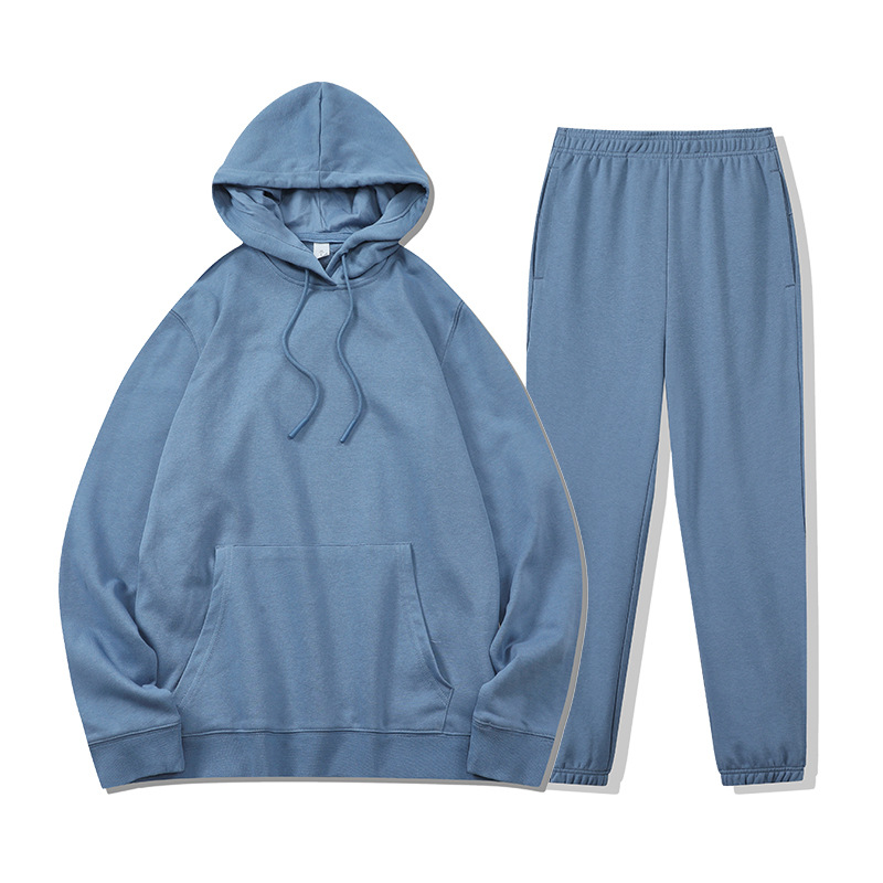 Otoño e invierno nuevo europeo y americano de dos piezas transfronteriza casual deportes con capucha sueltos suéter pantalones traje impreso logotipo