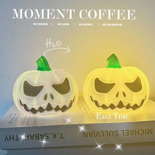 Halloween pumpkin skeleton head scene decoration funny glowing night light LED ornament props night light enameled