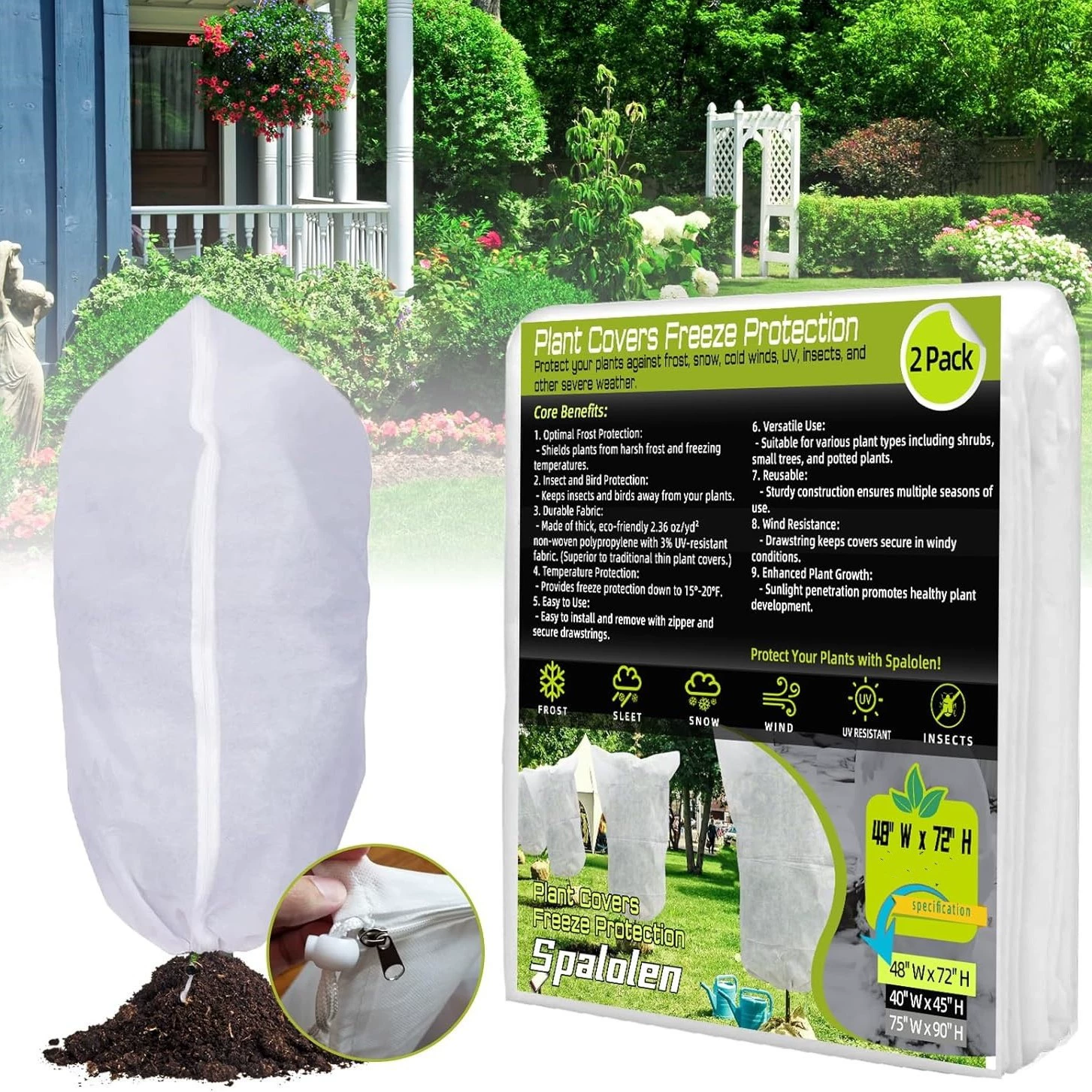 Трансграничные горячие продажи нетканые растения холодостойкие чехлы на молнии стяжные молнии антифризные чехлы для растений зимовки защитный чехол тепловой чехол