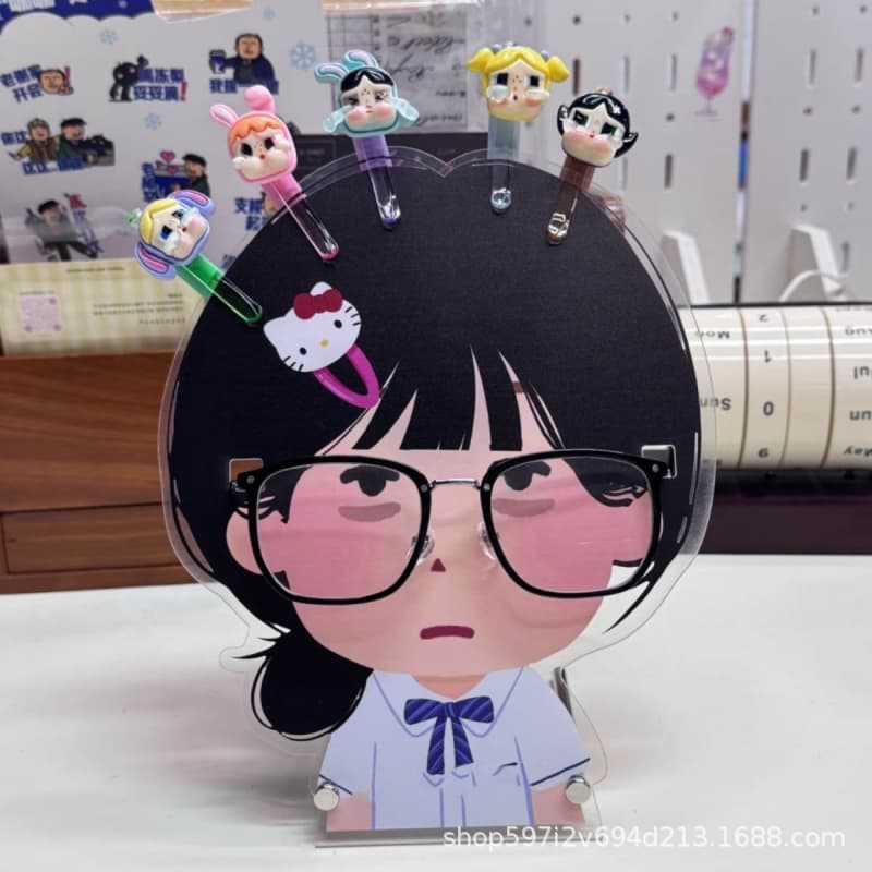 クリエイティブ漫画メガネスタンドかわいい漫画アクリルデスクトップ装飾品装飾スタンドアイサングラスディスプレイ収納ラック|undefined