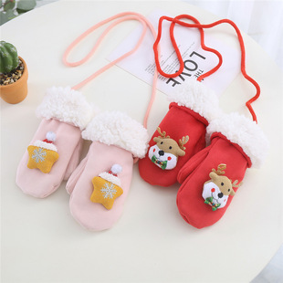 Autumn and Winter Christmas Children's Gloves Korean Style Christmas Gloves Elk Velvet Mittens Cute Baby Gloves