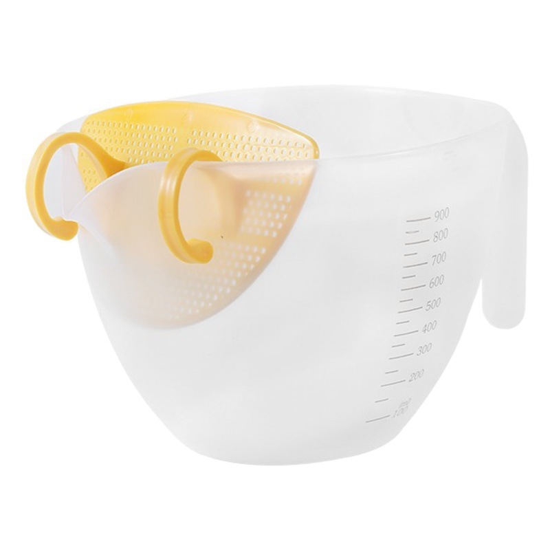 Plastic filter measuring cup food grade with scale egg liquid kitchen egg beating cup egg with filter screen rice bowl fruit