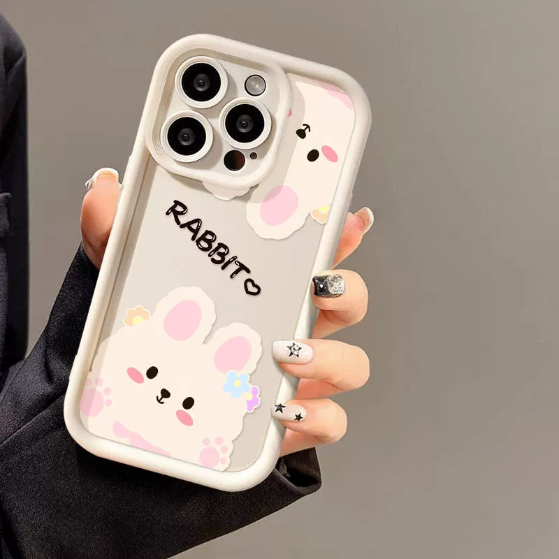 Apple совместимый кролик, чехол для телефона, матовый милый iPhone 16, цветочный, iphone, 15