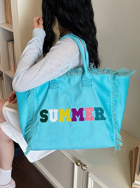 Nuevo estilo transfronterizo de moda con bordas bolsas de mano bolsas de lona ociosas simples bolsas de hombro de gran capacidad para estudiantes de viajes