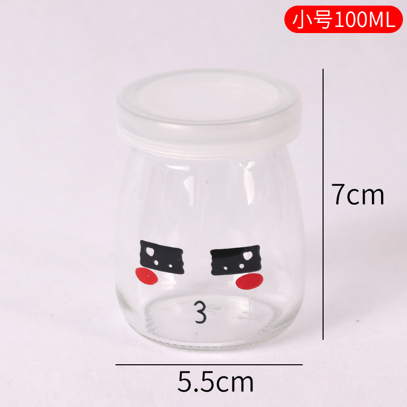 Vaso para pudín con tapa, botella de vidrio para pudín, tarro de miel, gelatina, vaso para mousse de leche de doble capa, vaso para yogur, patrones creativos al por mayor