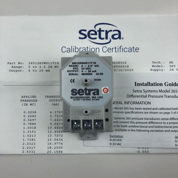SETRA西特 265系列微压差传感器 26512R5WD11T1G 小压力变送器