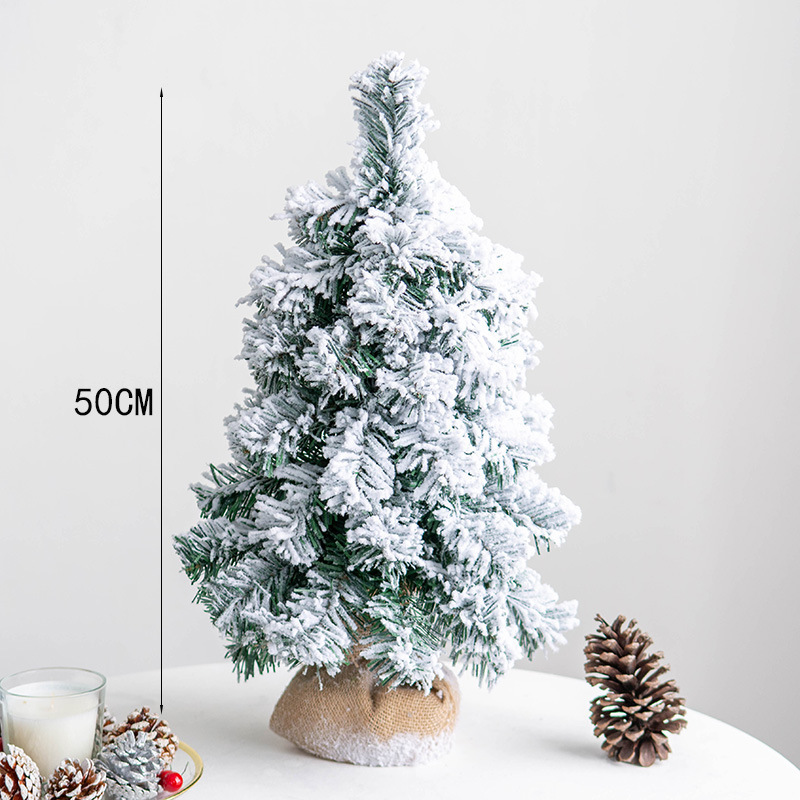 厂家批发圣诞桌面植绒树40cm50cm积雪圣诞树圣诞节桌面装饰|undefined