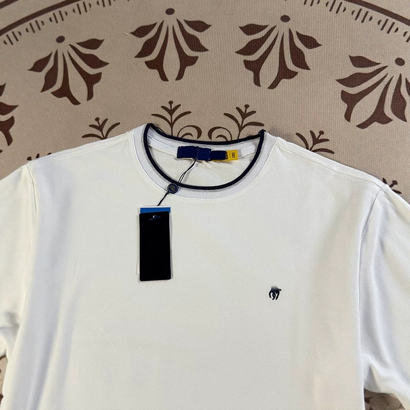 Rl Ralph Lauren Spring/Summer Breathable New Pique Cotton Color-Block Men's Mesh Crew Neck Short-Sleeve T-Shirt