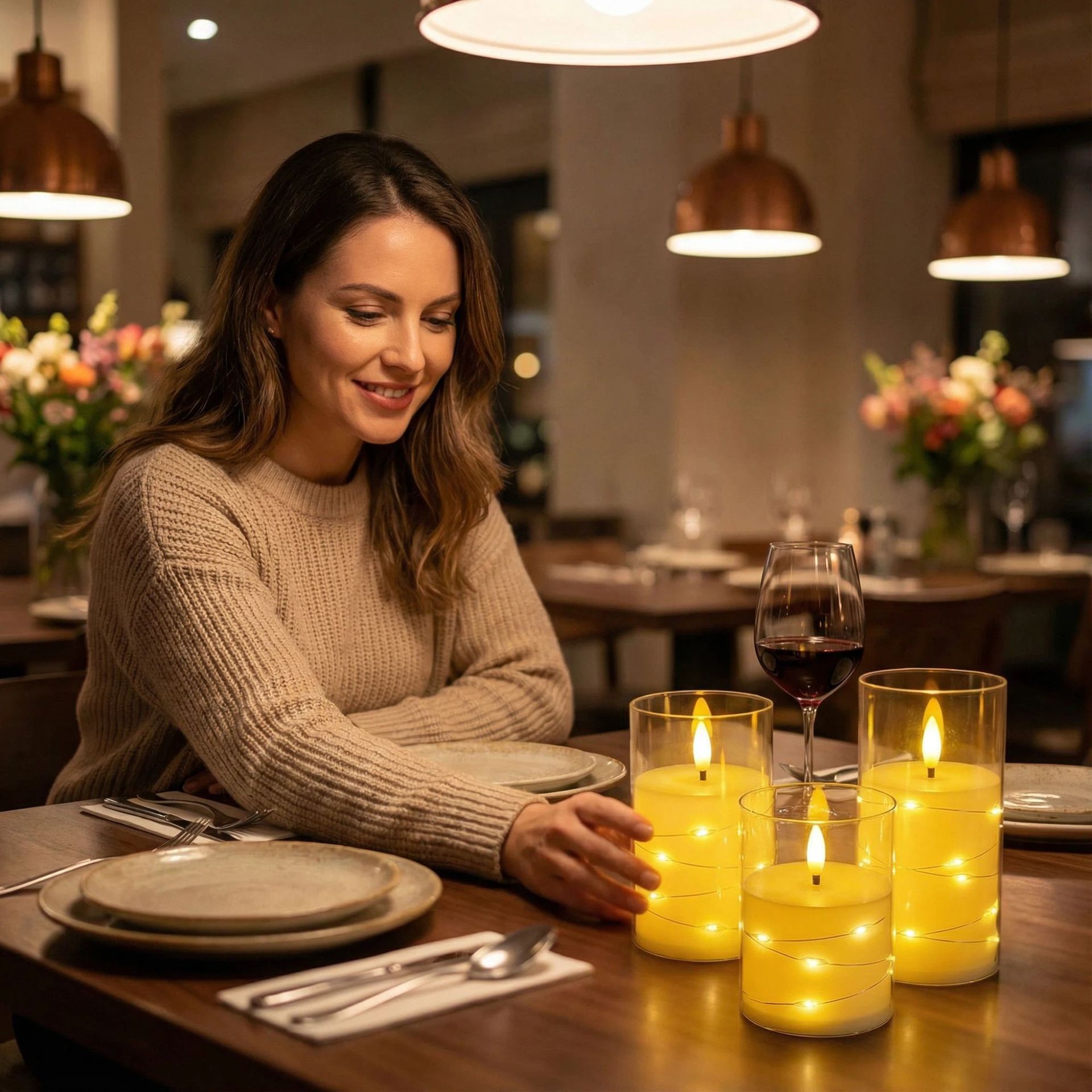 LED lámpara de vela electrónica acrílico transparente Amazon Hot Sale Navidad romántica decoración de luces suministro