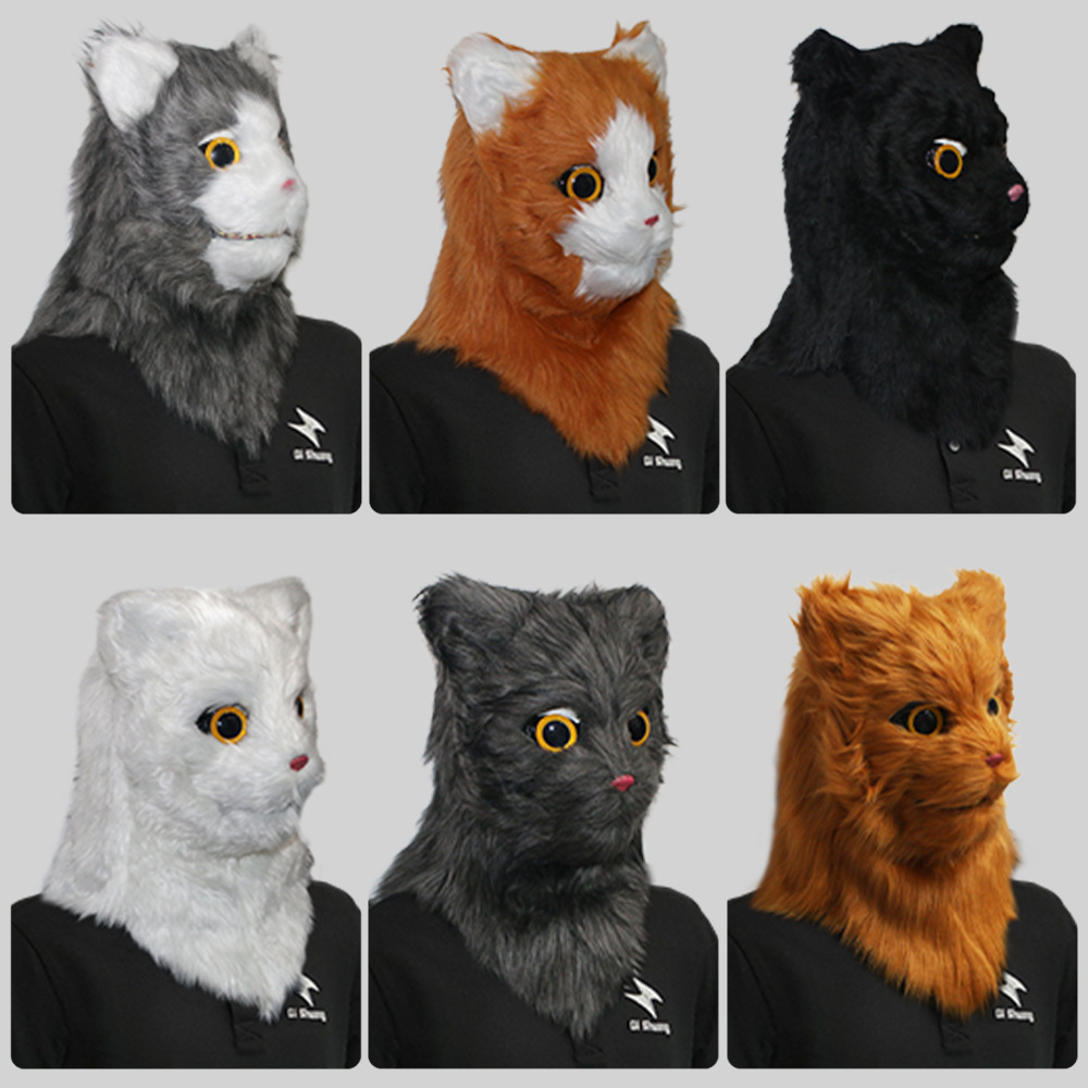 Puede abrir la boca, animal divertido, gato, capucha, mascarada, máscara de mordida de boca, accesorios de actuación de fiesta de Halloween
