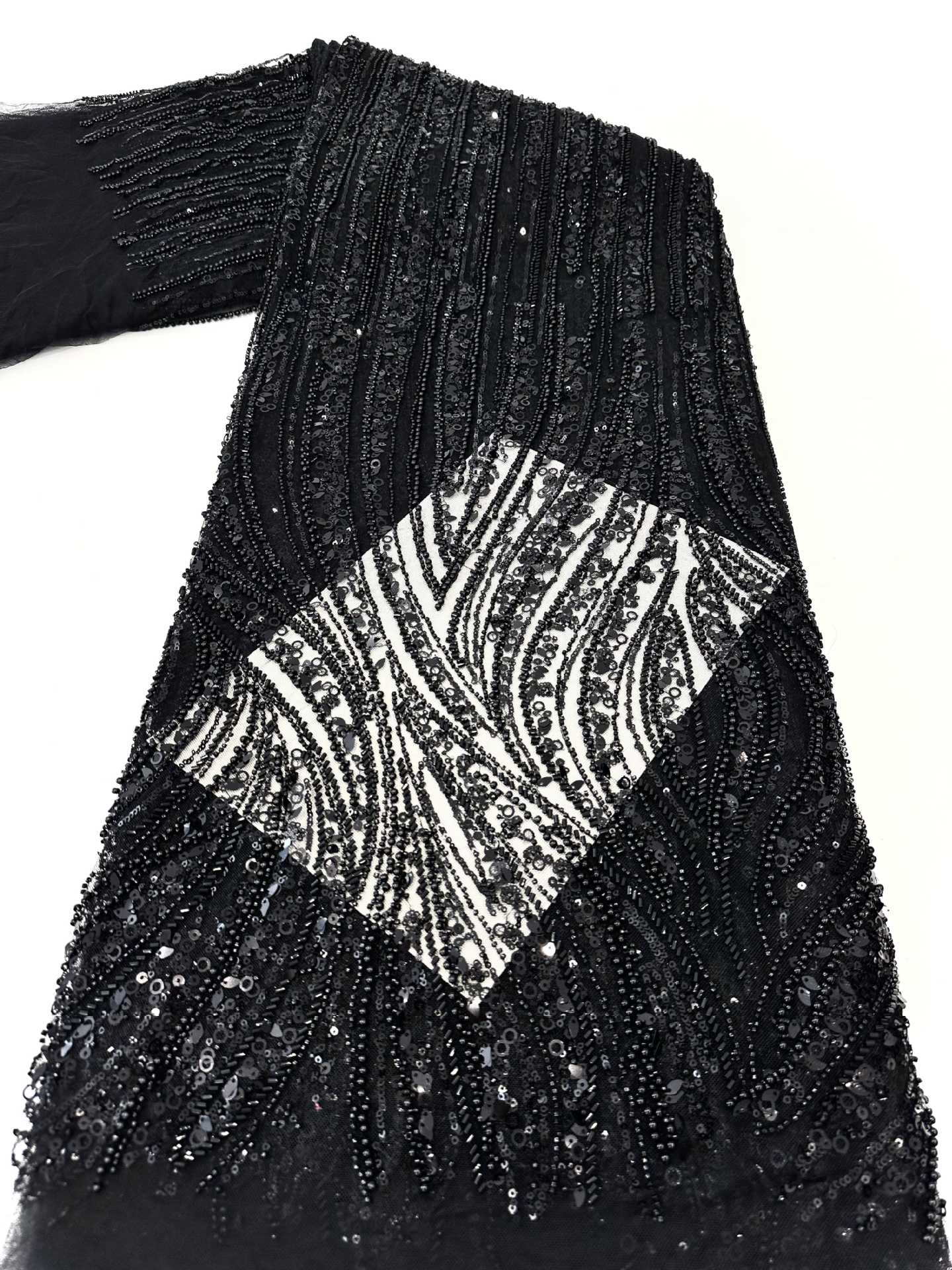 Hoja de madera sequin bordado tela de lujo ligero estilo francés vestido de boda vestido de moda de fiesta vestido de cena tela image 8