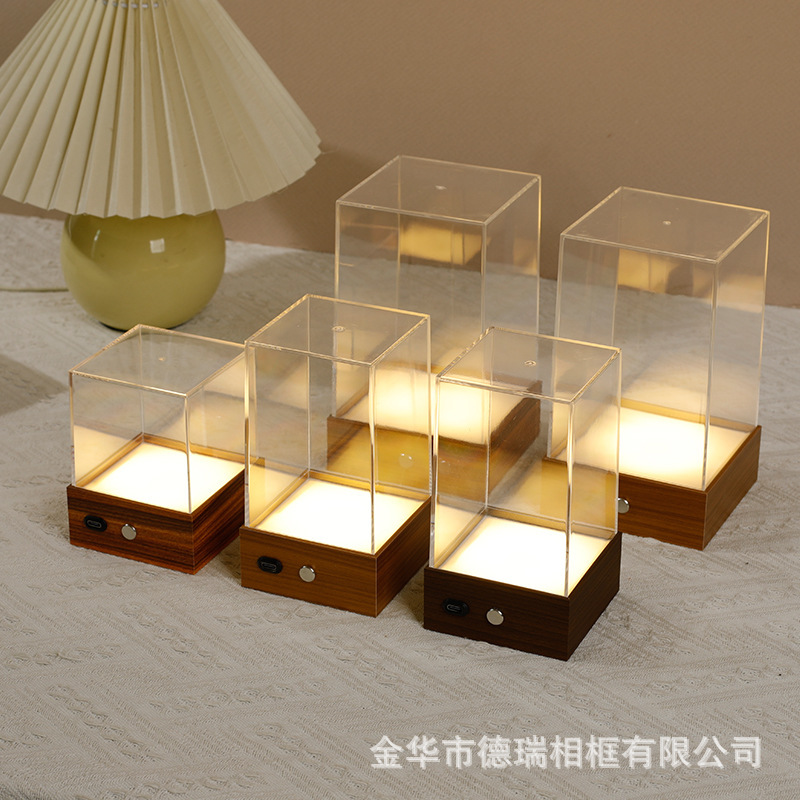 Illuminated acrylic display box for Lego figures, building blocks, car models, transparent dust cover, blind box storage box Illuminated acrylic display box for Lego figures, building blocks, car models, transparent dust cover, blind box storage box