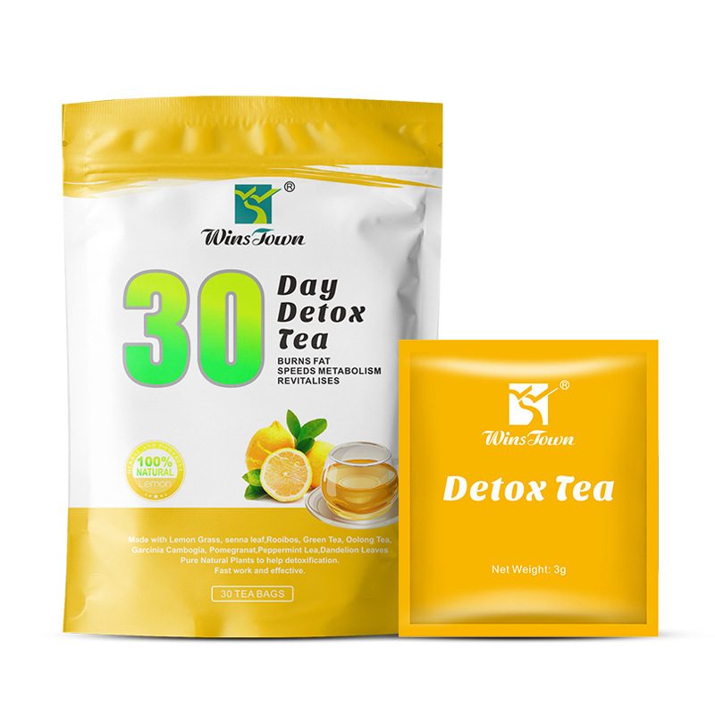 Cross-Border Ready Stock 30-Day Detox Tea Slim Export 30-Day Lemon Flavor Peach Flavor Tea Bags