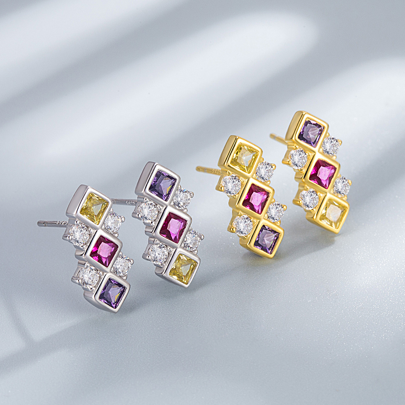 2g Weight Jewelry Set Classification Earrings + Necklace Quantity Weekend, Daily Occasion 925 Sterling Silver Material Geometric Pattern Women's Gender Simple Style, Classic Style Style 925 Sterling Silver Jewelry Suit Exquisite Diamond-Shaped Light Luxury Necklace  Earrings Jewelry Set 7