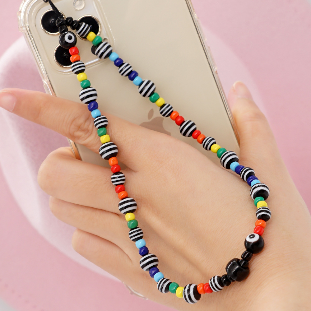 Neue Boho-regenbogen-glas-reisperlen Fadenperlen Perlen Anti-lost Handy-ketten-lanyard display picture 1