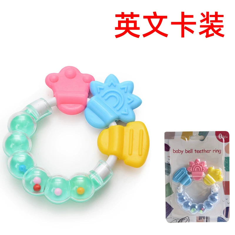Детский прорезыватель на английском языке, детский силиконовый прорезыватель, фиксатор молярных зубов с погремушкой, звуковой прорезыватель