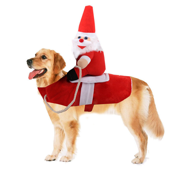 大きい犬の猫のペット用品は馬に乗って変身して万クリスマスの老人の服を詰めます。|undefined
